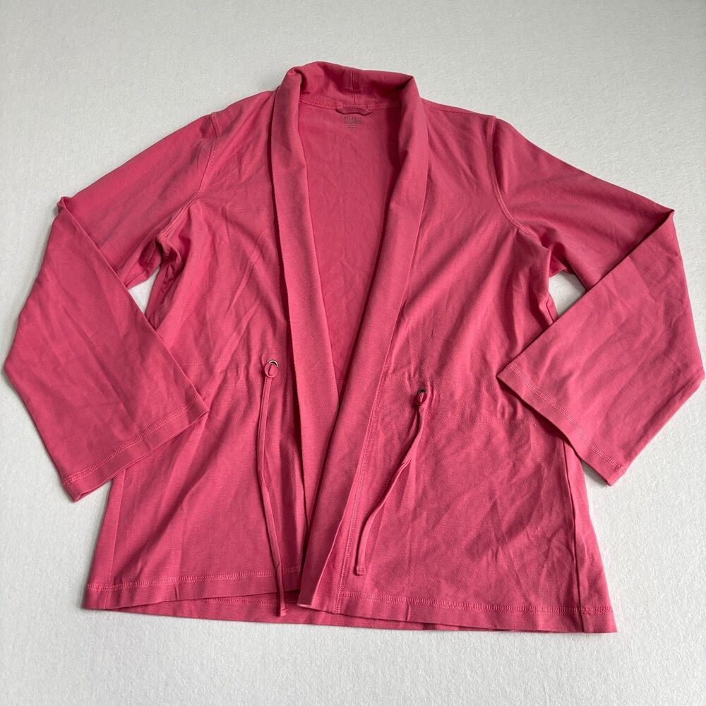 Eileen Fisher Organic Cotton Cardigan Jacket Women's LP Pink Open Front Casual